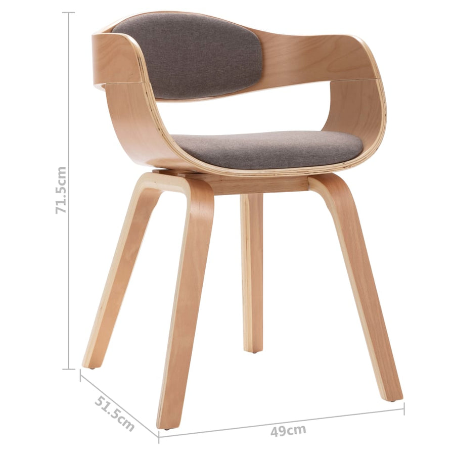 Eetkamerstoelen 4 st gebogen hout en stof taupe