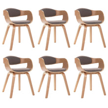 Eetkamerstoelen 6 st gebogen hout en stof taupe