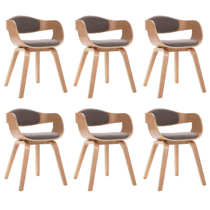 Eetkamerstoelen 6 st gebogen hout en stof taupe
