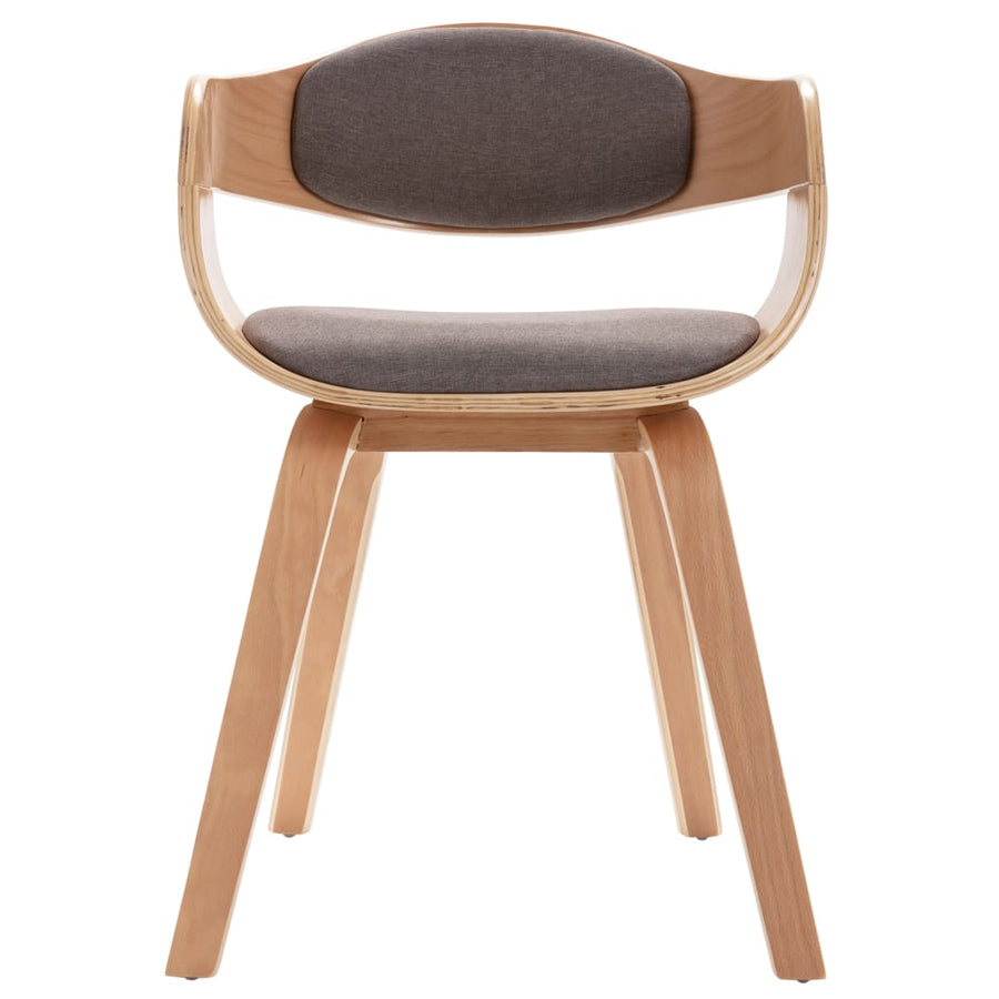 Eetkamerstoelen 6 st gebogen hout en stof taupe