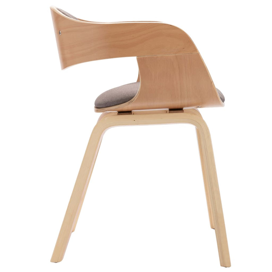 Eetkamerstoelen 6 st gebogen hout en stof taupe
