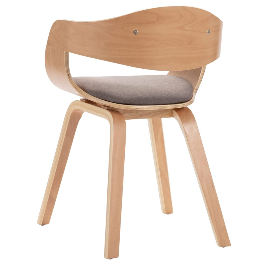 Eetkamerstoelen 6 st gebogen hout en stof taupe