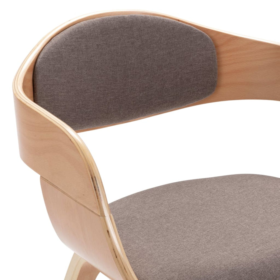 Eetkamerstoelen 6 st gebogen hout en stof taupe