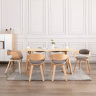 Eetkamerstoelen 6 stuks taupe gebogen hout stof