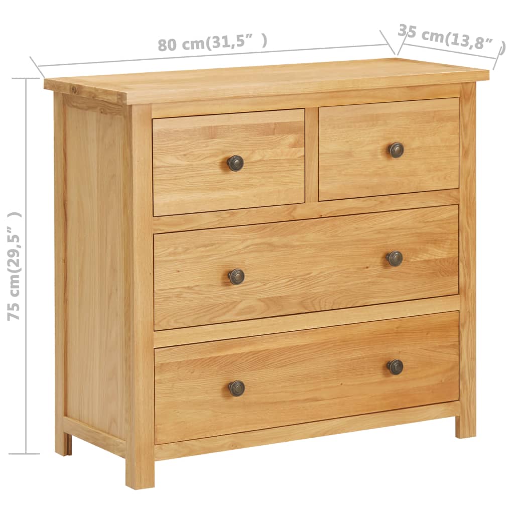 Ladekast 80X33,5X75 Cm Massief Eikenhout