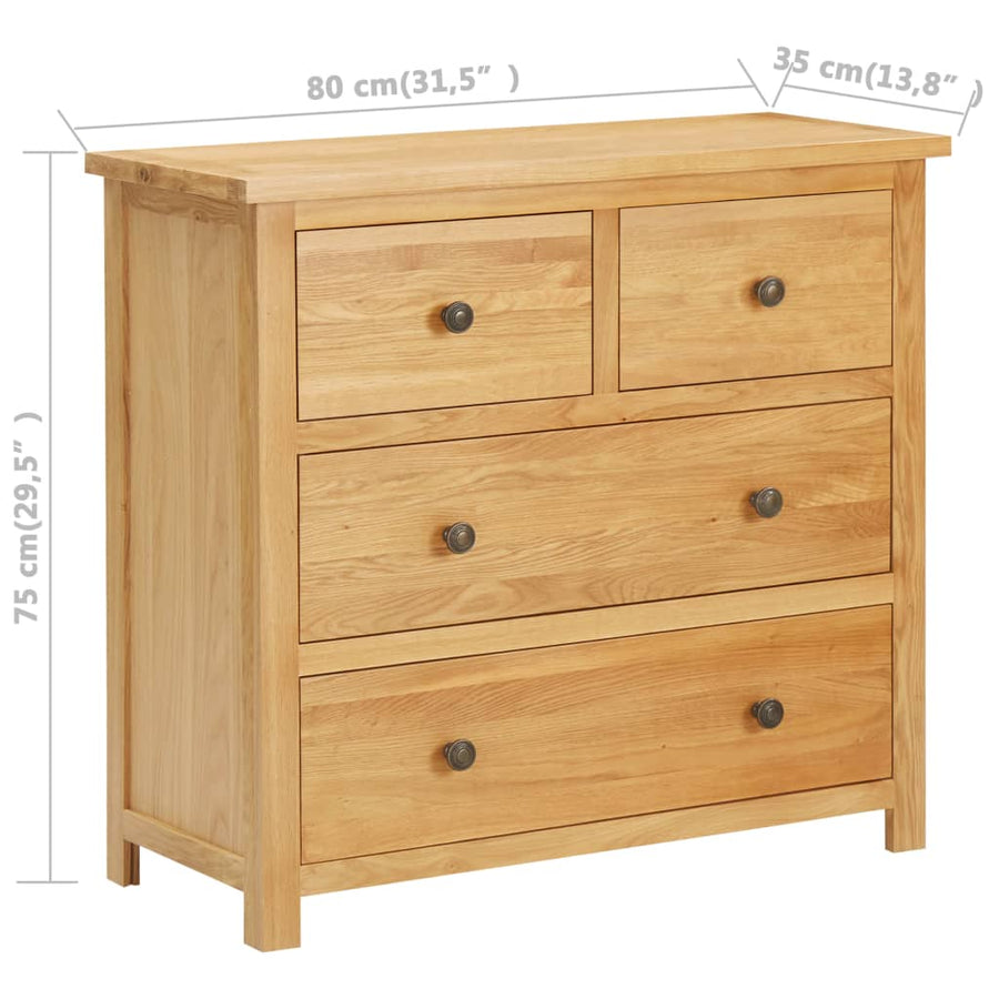 Ladekast 80X33,5X75 Cm Massief Eikenhout