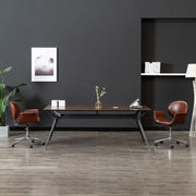 Office Chair Swivel Faux Leather Brown