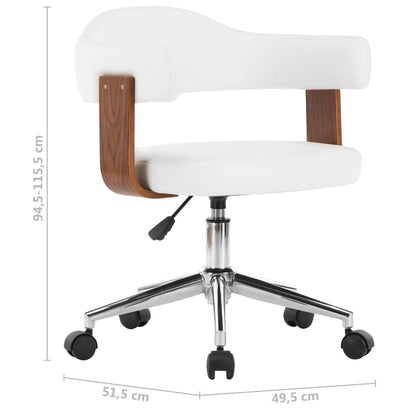 Kantoorstoel Draaibaar Gebogen Hout En Kunstleer Wit