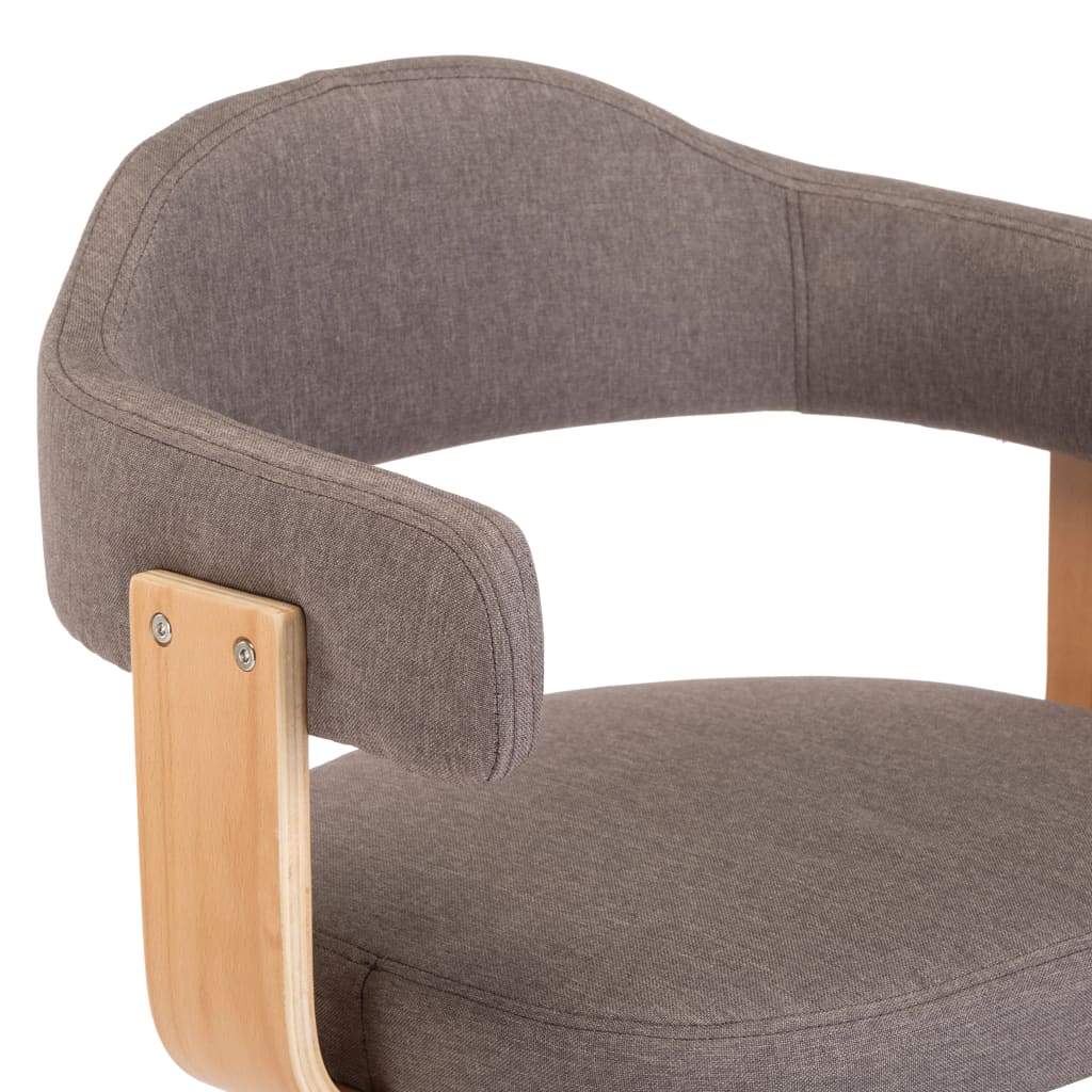 Kantoorstoel Draaibaar Gebogen Hout En Stof Taupe