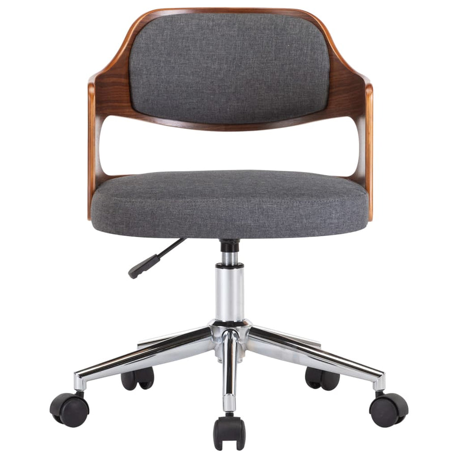 Kantoorstoel Draaibaar Gebogen Hout En Stof Grijs