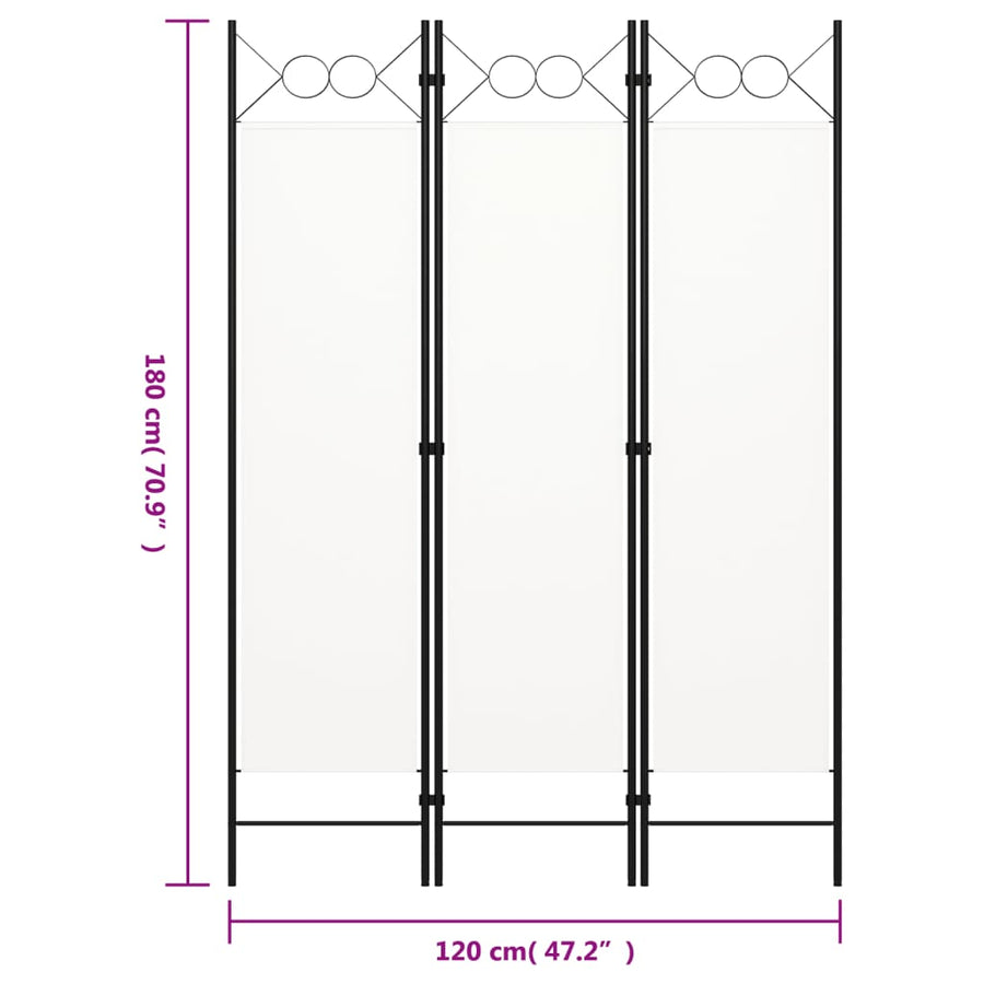 Kamerscherm Met Panelen 120X180 Cm 3 Wit