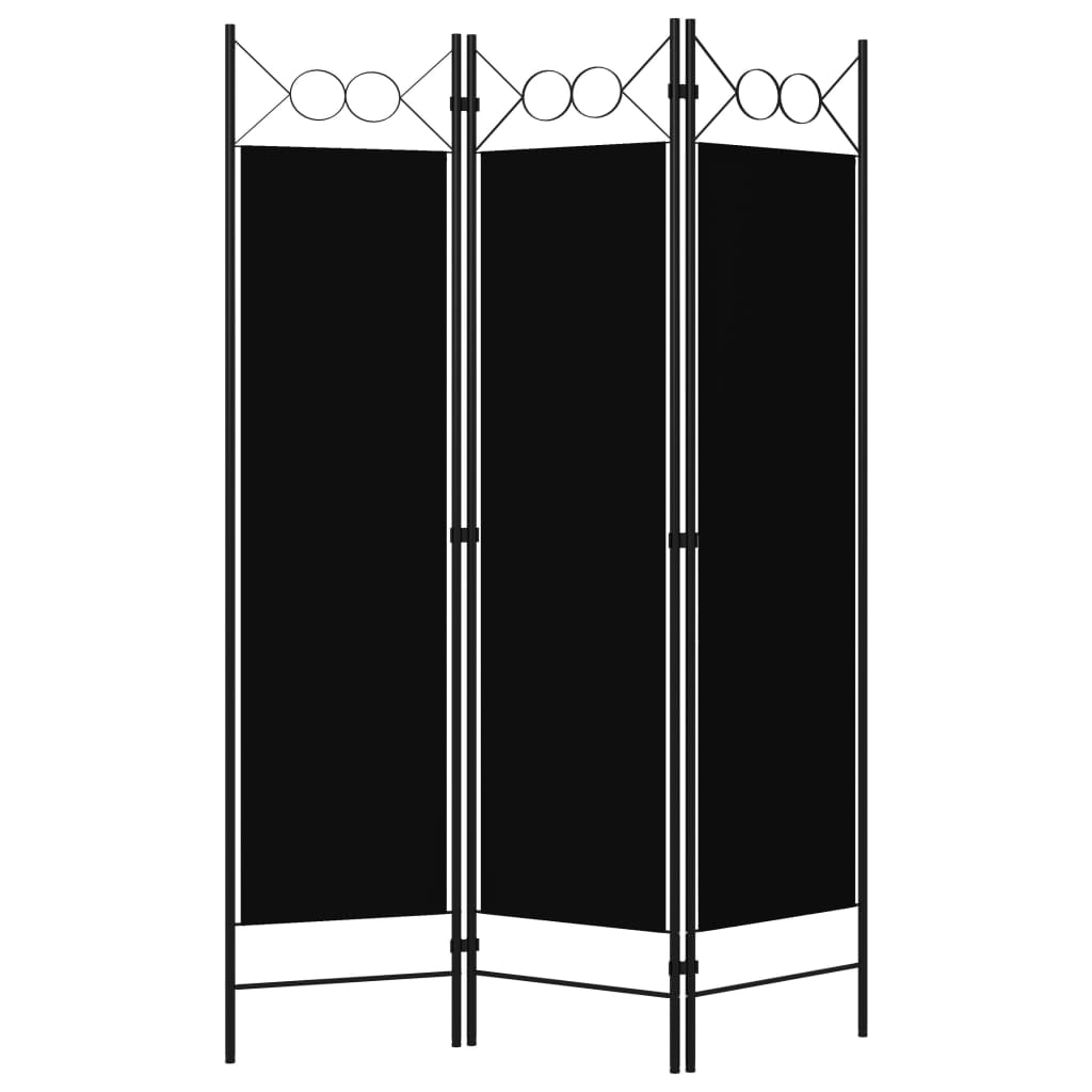 Kamerscherm Met Panelen 120X180 Cm 3 Zwart