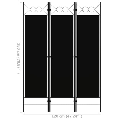 Kamerscherm Met Panelen 120X180 Cm 3 Zwart