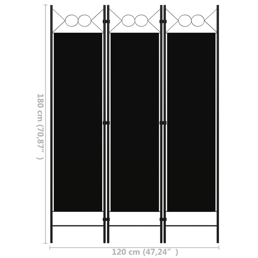 Kamerscherm Met Panelen 120X180 Cm 3 Zwart