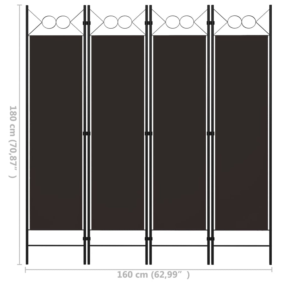 Kamerscherm Met Panelen 160X180 Cm 4 Bruin