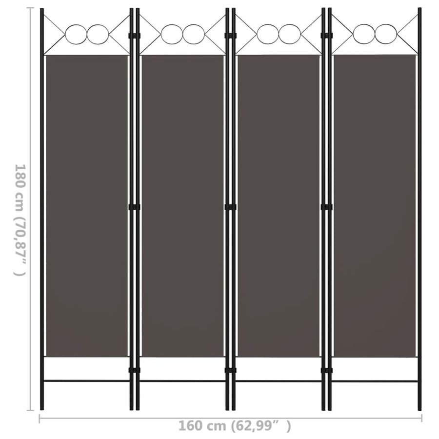 Kamerscherm Met Panelen 160X180 Cm 4 Antraciet