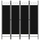 4-Panel Room Divider 160x180 cm Black
