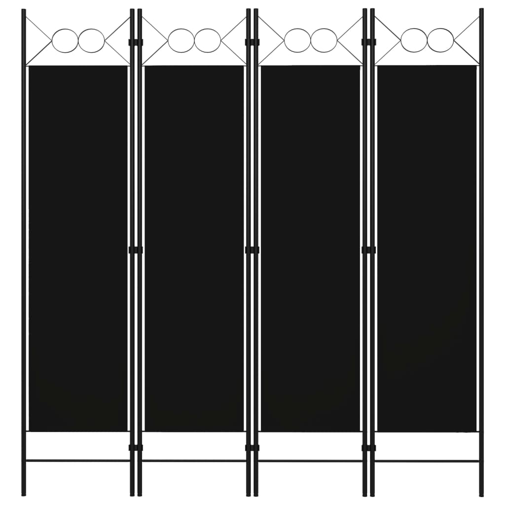Kamerscherm Met Panelen 160X180 Cm 4 Zwart