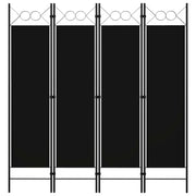 Kamerscherm 4 panelen 160x180 cm zwart