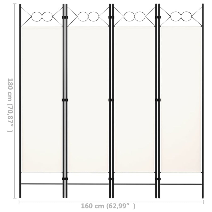 Kamerscherm Met Panelen 160X180 Cm 4 Wit