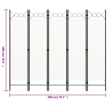 Kamerscherm Met Panelen 200X180 Cm 5 Wit
