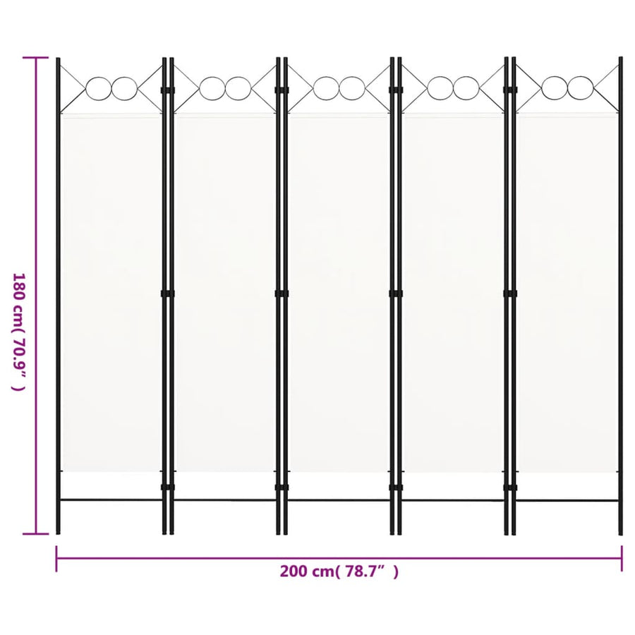 Kamerscherm Met Panelen 200X180 Cm 5 Wit