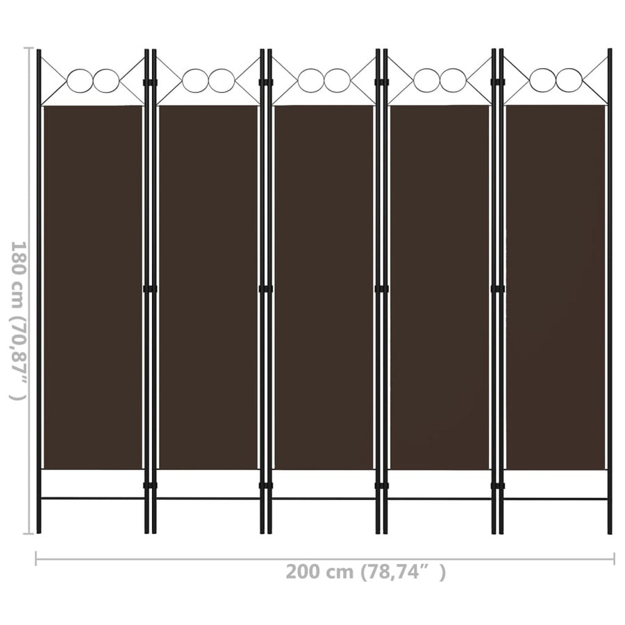 Kamerscherm Met Panelen 200X180 Cm 5 Bruin