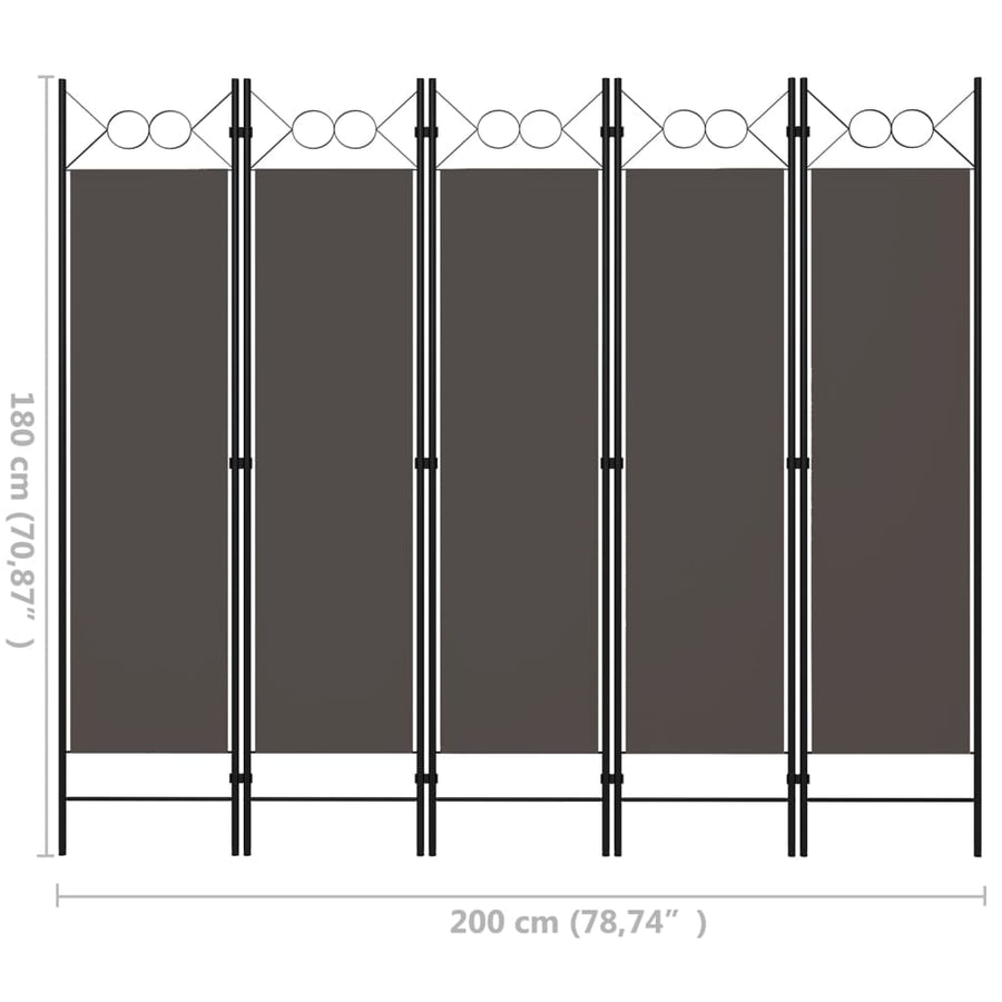 Kamerscherm Met Panelen 200X180 Cm 5 Antraciet