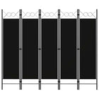 5-Panel Room Divider 200x180 cm Black