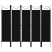 Kamerscherm 5 panelen 200x180 cm zwart