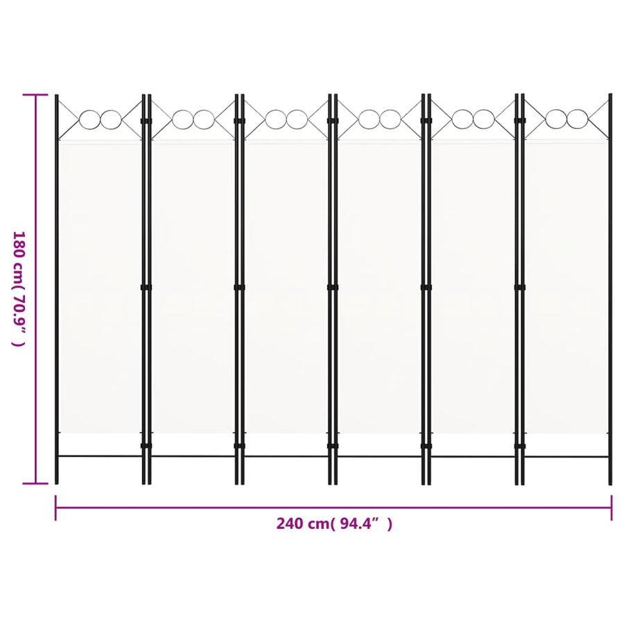 Kamerscherm Met Panelen 240X180 Cm 6 Wit