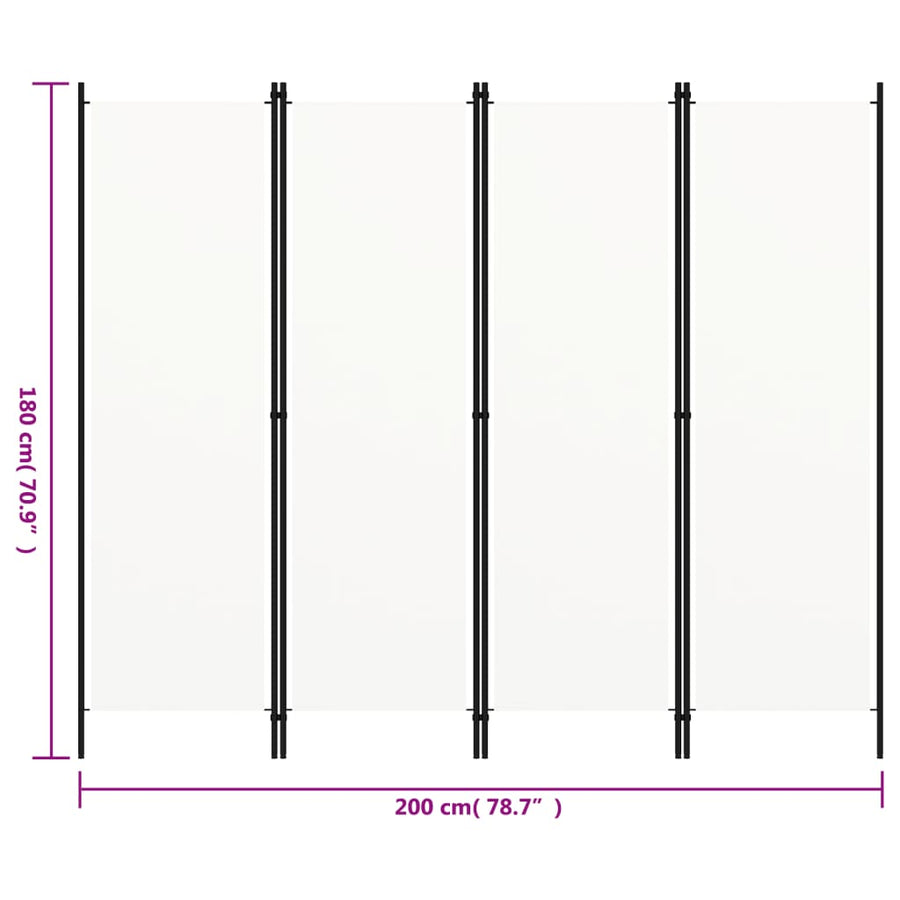 Kamerscherm Met Panelen 200X180 Cm 4 Wit