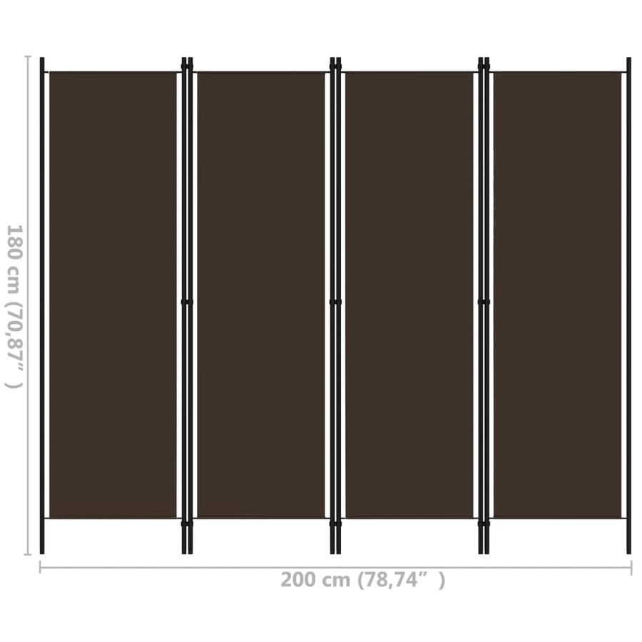 Kamerscherm met 4 panelen 200x180 cm bruin Bruin