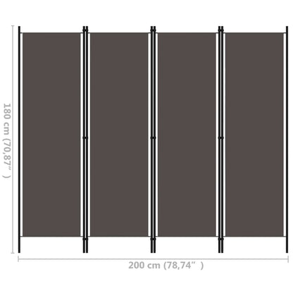 Kamerscherm Met Panelen 200X180 Cm 4 Antraciet