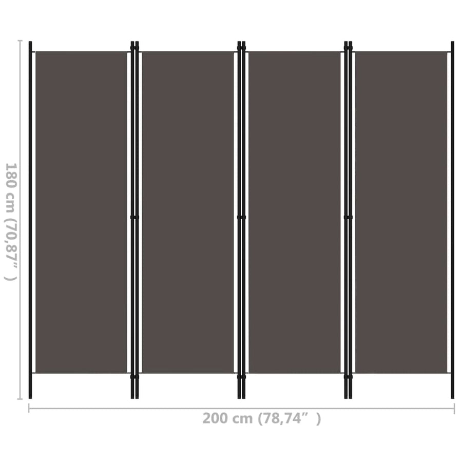 Kamerscherm Met Panelen 200X180 Cm 4 Antraciet