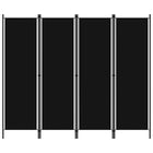 Kamerscherm 4 panelen 200x180 cm zwart