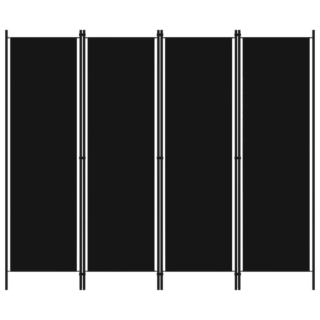 Kamerscherm Met Panelen 200X180 Cm 4 Zwart