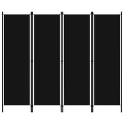 Kamerscherm 4 panelen 200x180 cm zwart