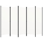 5-Panel Room Divider 250x180 cm White