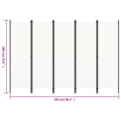 Kamerscherm Met Panelen 20X180 Cm 5 Wit