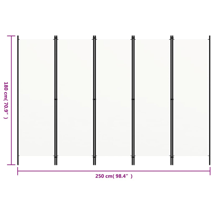 Kamerscherm Met Panelen 20X180 Cm 5 Wit