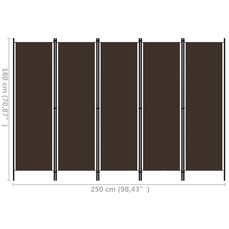 Kamerscherm Met Panelen 20X180 Cm 5 Bruin
