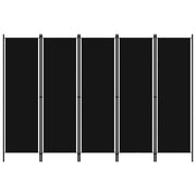 Kamerscherm 5 panelen 250x180 cm zwart