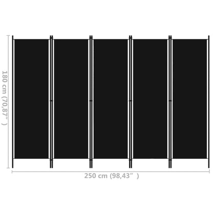 Kamerscherm Met Panelen 20X180 Cm 5 Zwart