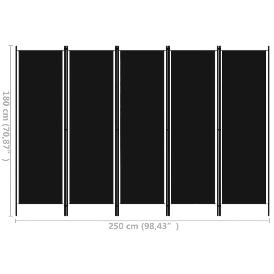 Kamerscherm Met Panelen 20X180 Cm 5 Zwart