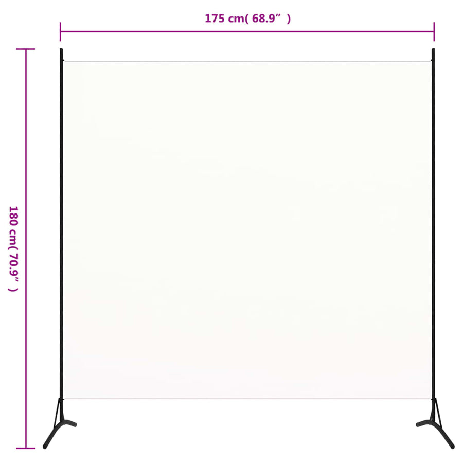 Kamerscherm met 1 paneel 175x180 cm stof wit 175 x 180 cm Crème