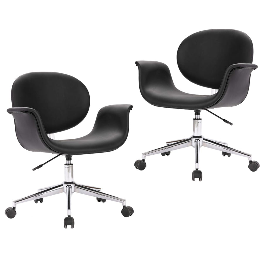Eetkamerstoelen draaibaar 2 st kunstleer zwart