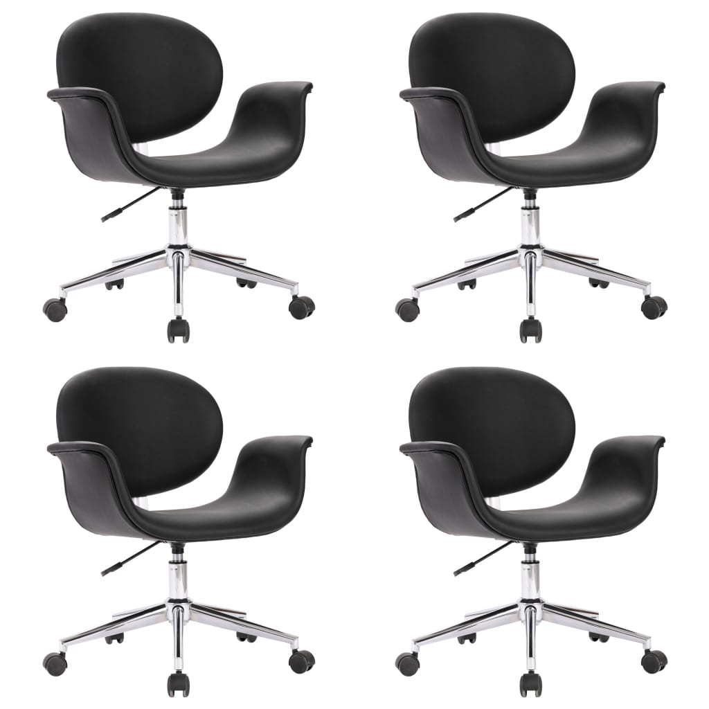 Eetkamerstoelen draaibaar 4 st kunstleer zwart