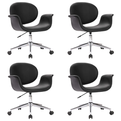 Eetkamerstoelen draaibaar 4 st kunstleer zwart