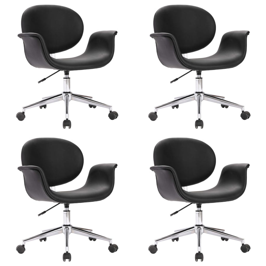 Eetkamerstoelen draaibaar 4 st kunstleer zwart